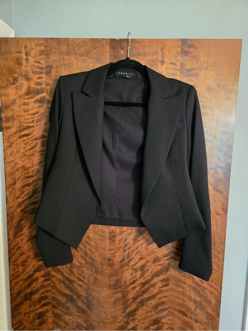 Theory Black Cropped Twill Blazer